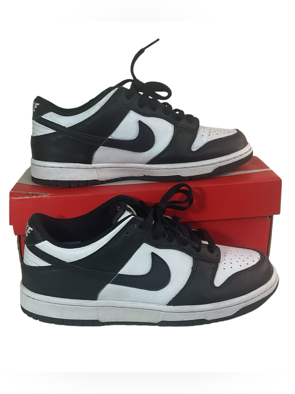 Nike Dunk Low Panda Black White GS 7Y CW1590-100 Kids Leather Sneakers